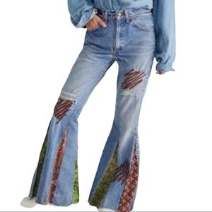 Rialto x Free People Franny 27 Patchwork Floral Flare High Rise Levi's 517 Retro